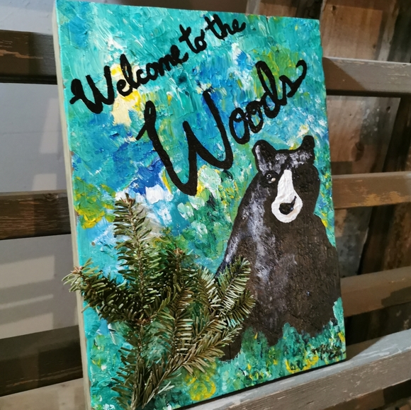 Acrylic Painting Welcome to the Woods art on wood - Picture 11 of 11